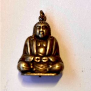 ANTIQUE BUDDHA PENDANT WITH 5 BONE DICE